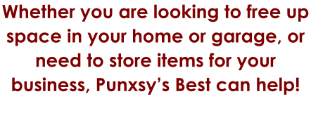Whether you are looking to free up space in your home or garage, or need to store items for your business, Punxsy’s Best can help!